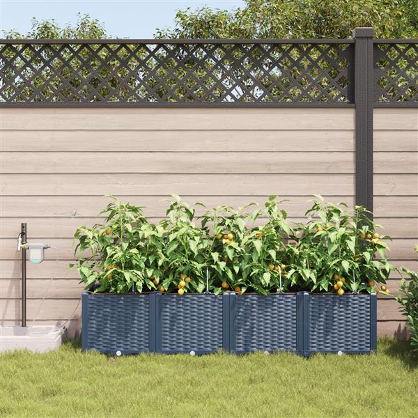 Grote foto vidaxl plantenbakken 4 st met waterirrigatiesysteem grijs tuin en terras overige tuin en terras