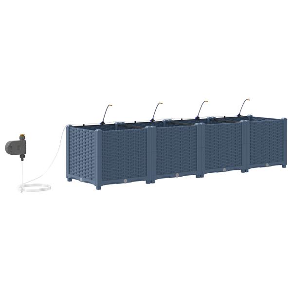 Grote foto vidaxl plantenbakken 4 st met waterirrigatiesysteem grijs tuin en terras overige tuin en terras