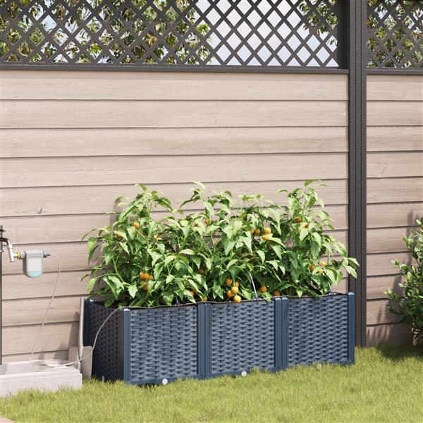 Grote foto vidaxl plantenbakken 3 st met waterirrigatiesysteem grijs tuin en terras overige tuin en terras