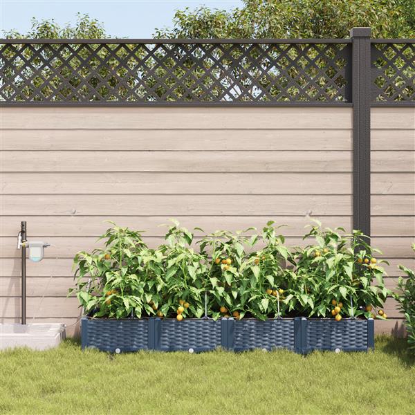 Grote foto vidaxl plantenbakken 4 st met waterirrigatiesysteem grijs tuin en terras overige tuin en terras