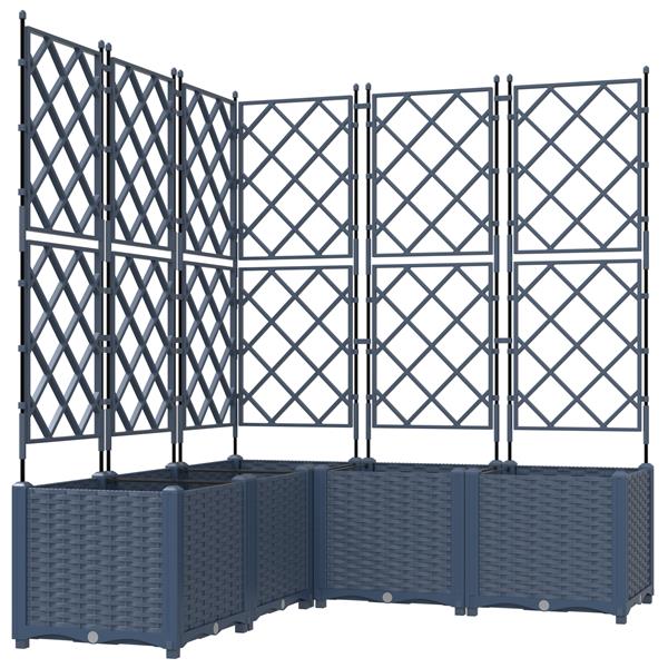 Grote foto vidaxl plantenbakken 5 st met latwerk 120x120x143 cm grijs tuin en terras overige tuin en terras