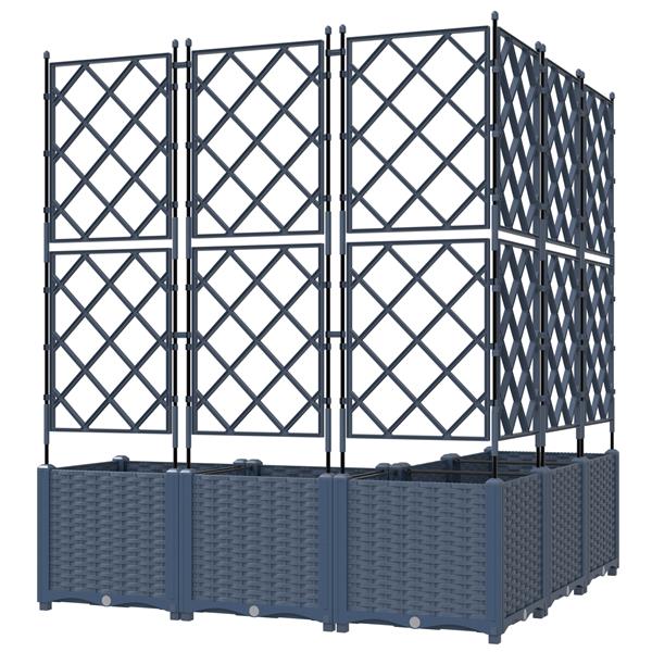 Grote foto vidaxl plantenbakken 5 st met latwerk 120x120x143 cm grijs tuin en terras overige tuin en terras
