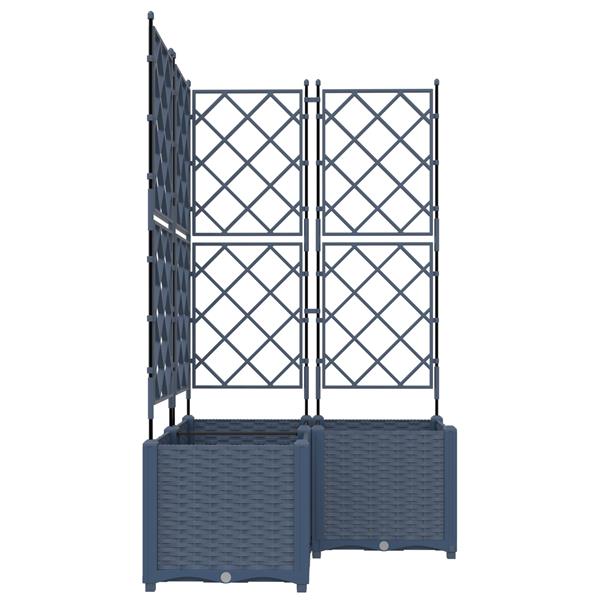 Grote foto vidaxl plantenbakken 3 st met latwerk 80x80x143 cm grijs tuin en terras overige tuin en terras