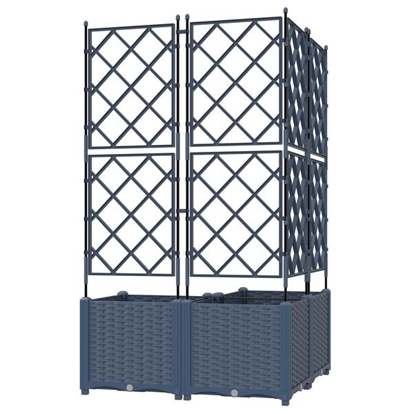 Grote foto vidaxl plantenbakken 3 st met latwerk 80x80x143 cm grijs tuin en terras overige tuin en terras