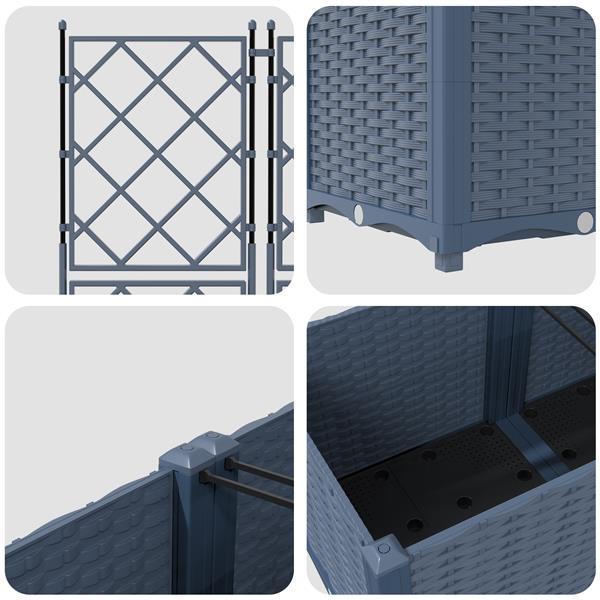 Grote foto vidaxl plantenbakken 3 st met latwerk 80x80x143 cm grijs tuin en terras overige tuin en terras