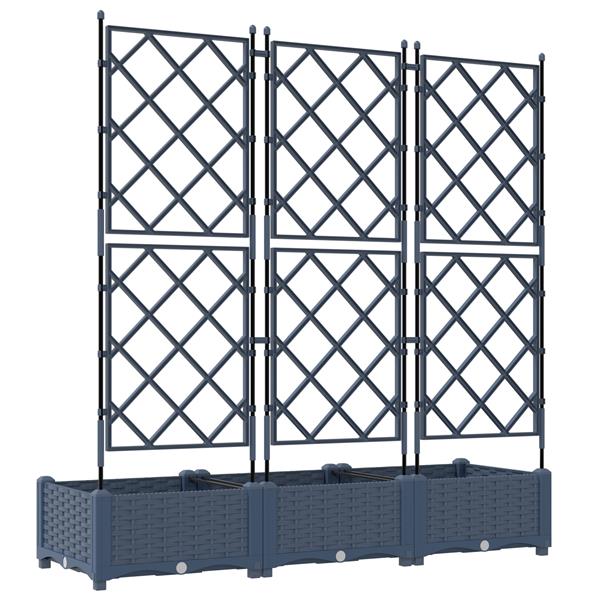 Grote foto vidaxl plantenbakken 3 st met latwerk 120x40x125 5 cm grijs tuin en terras overige tuin en terras