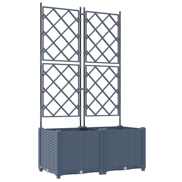 Grote foto vidaxl plantenbakken 2 st met latwerk 80x40x143 cm grijs tuin en terras overige tuin en terras