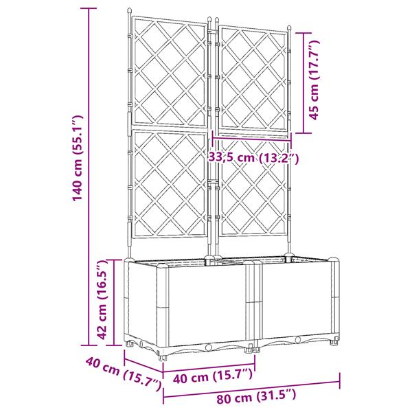 Grote foto vidaxl plantenbakken 2 st met latwerk 80x40x143 cm grijs tuin en terras overige tuin en terras