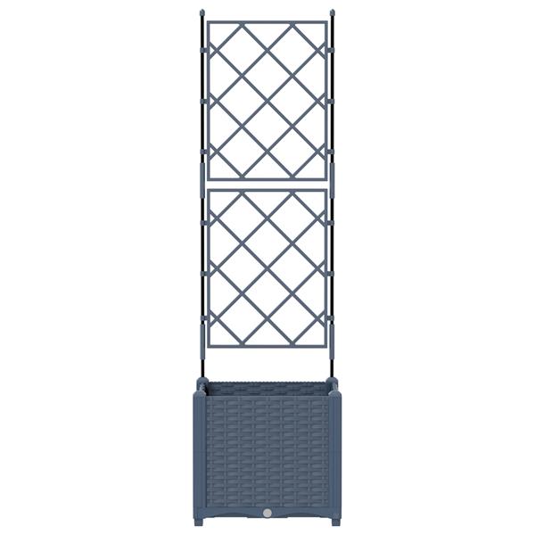 Grote foto vidaxl plantenbak met latwerk 40x40x143 cm grijs tuin en terras overige tuin en terras