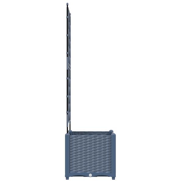 Grote foto vidaxl plantenbak met latwerk 40x40x143 cm grijs tuin en terras overige tuin en terras