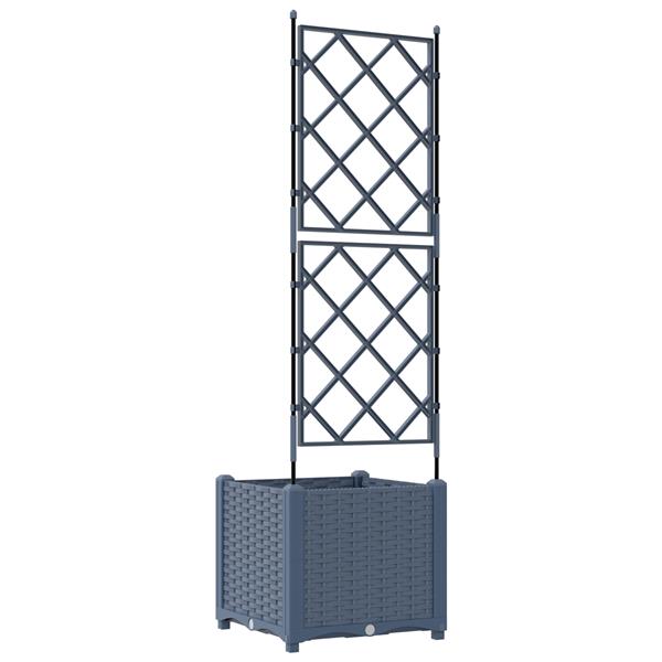 Grote foto vidaxl plantenbak met latwerk 40x40x143 cm grijs tuin en terras overige tuin en terras