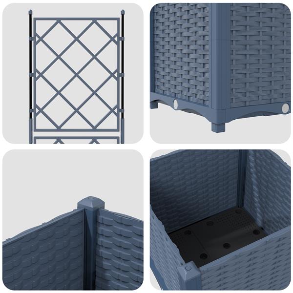 Grote foto vidaxl plantenbak met latwerk 40x40x143 cm grijs tuin en terras overige tuin en terras