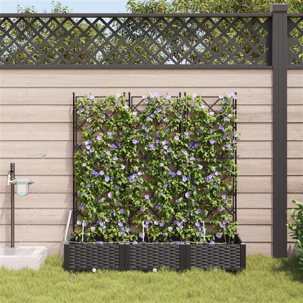 Grote foto vidaxl plantenbakken 3 st met waterirrigatiesysteem zwart tuin en terras overige tuin en terras