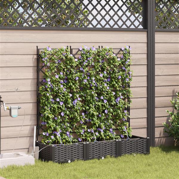 Grote foto vidaxl plantenbakken 3 st met waterirrigatiesysteem zwart tuin en terras overige tuin en terras