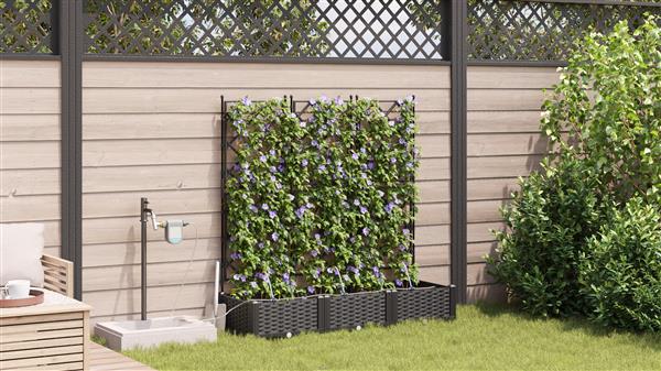 Grote foto vidaxl plantenbakken 3 st met waterirrigatiesysteem zwart tuin en terras overige tuin en terras