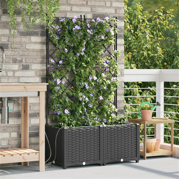 Grote foto vidaxl plantenbakken 2 st met waterirrigatiesysteem zwart tuin en terras overige tuin en terras