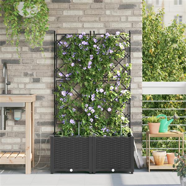 Grote foto vidaxl plantenbakken 2 st met waterirrigatiesysteem zwart tuin en terras overige tuin en terras