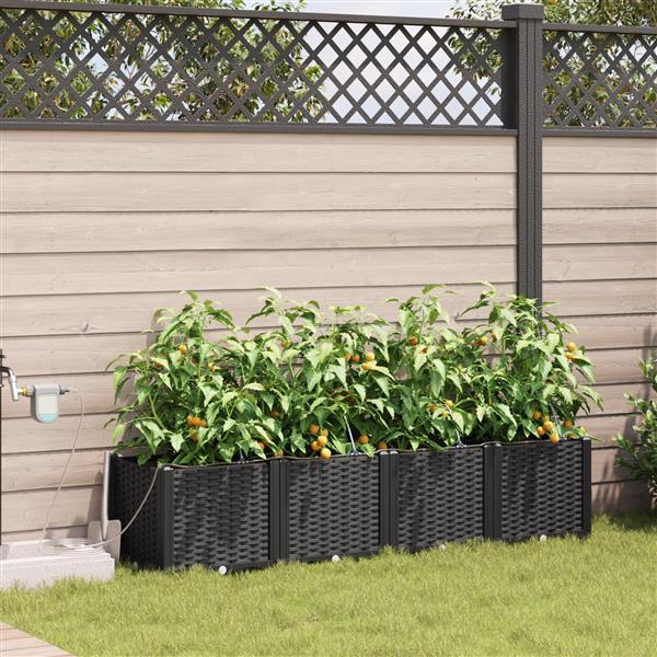 Grote foto vidaxl plantenbakken 4 st met waterirrigatiesysteem zwart tuin en terras overige tuin en terras