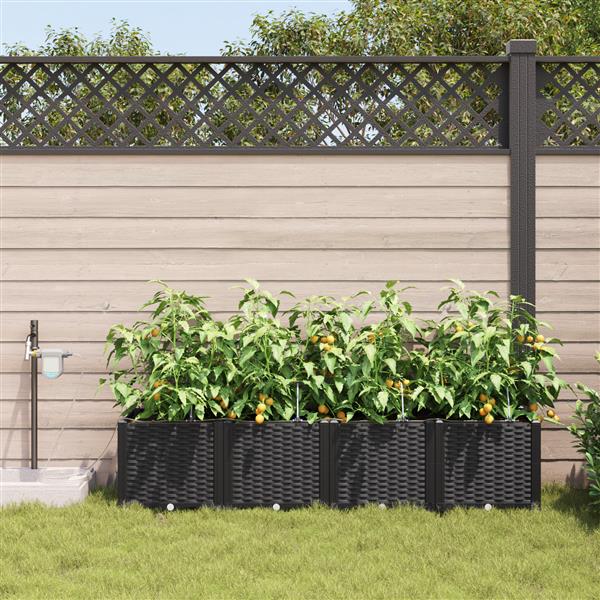 Grote foto vidaxl plantenbakken 4 st met waterirrigatiesysteem zwart tuin en terras overige tuin en terras