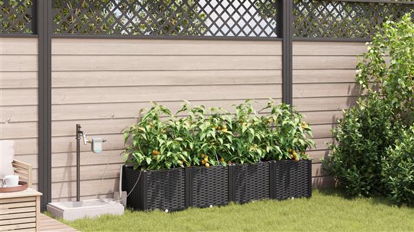 Grote foto vidaxl plantenbakken 4 st met waterirrigatiesysteem zwart tuin en terras overige tuin en terras