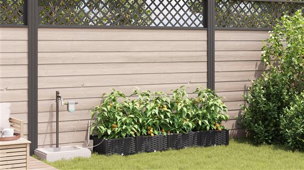 Grote foto vidaxl plantenbakken 4 st met waterirrigatiesysteem zwart tuin en terras overige tuin en terras