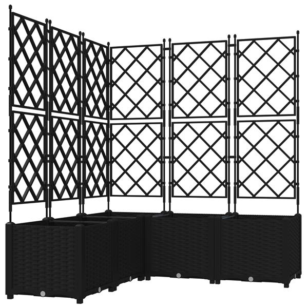 Grote foto vidaxl plantenbakken 5 st met latwerk 120x120x143 cm zwart tuin en terras overige tuin en terras