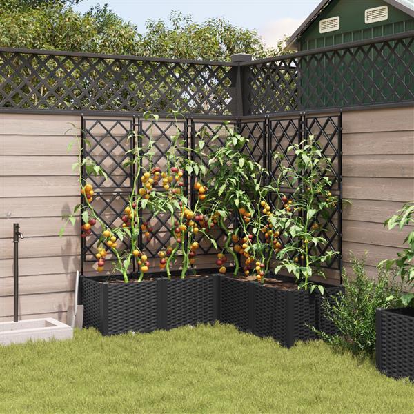 Grote foto vidaxl plantenbakken 5 st met latwerk 120x120x143 cm zwart tuin en terras overige tuin en terras
