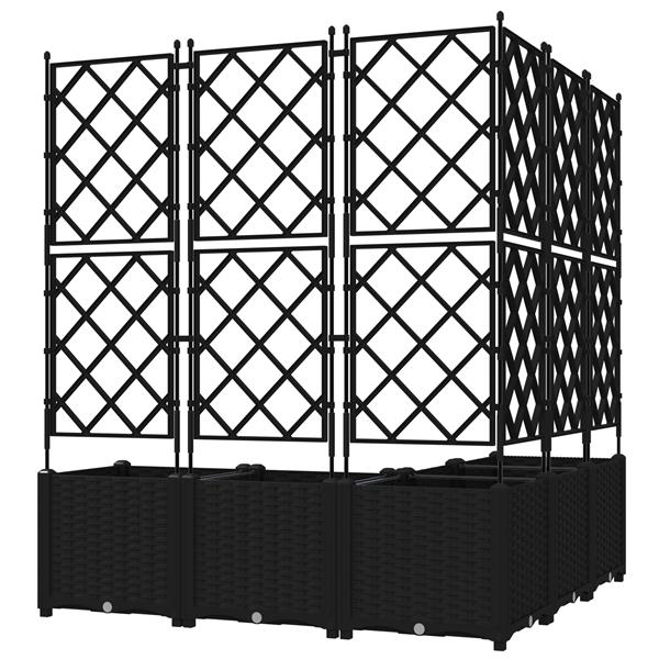 Grote foto vidaxl plantenbakken 5 st met latwerk 120x120x143 cm zwart tuin en terras overige tuin en terras