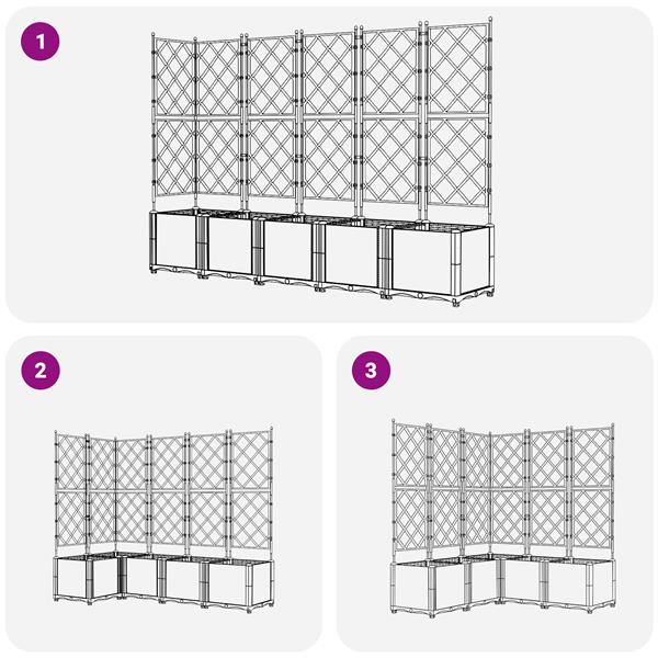 Grote foto vidaxl plantenbakken 5 st met latwerk 120x120x143 cm zwart tuin en terras overige tuin en terras