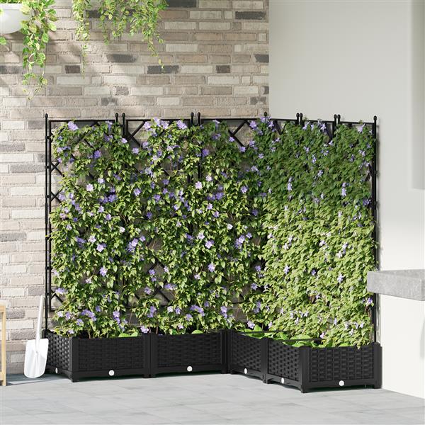 Grote foto vidaxl plantenbakken 5 st met latwerk 120x120x125 5 cm zwart tuin en terras overige tuin en terras