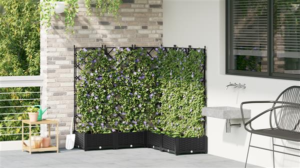 Grote foto vidaxl plantenbakken 5 st met latwerk 120x120x125 5 cm zwart tuin en terras overige tuin en terras