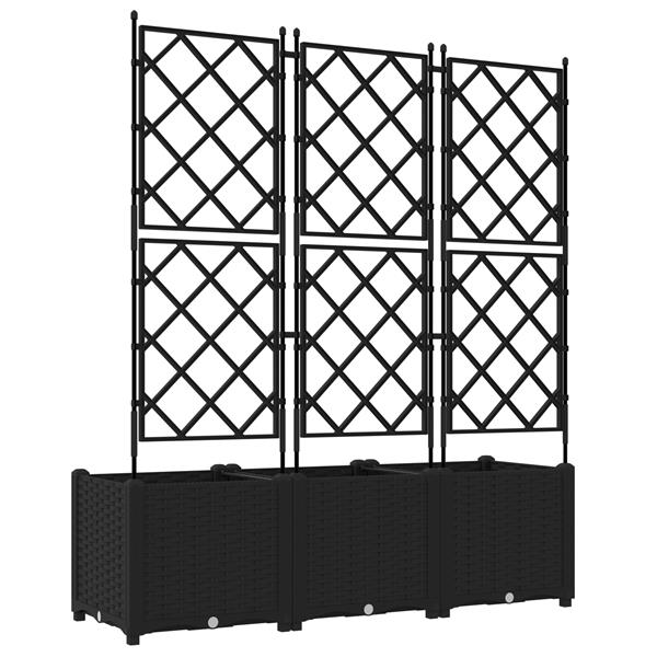 Grote foto vidaxl plantenbakken 3 st met latwerk 120x40x143 cm zwart tuin en terras overige tuin en terras