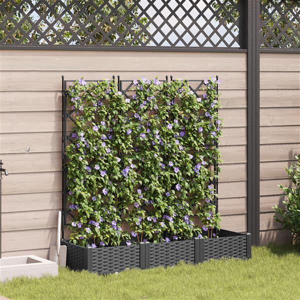 Grote foto vidaxl plantenbakken 3 st met latwerk 120x40x125 5 cm zwart tuin en terras overige tuin en terras