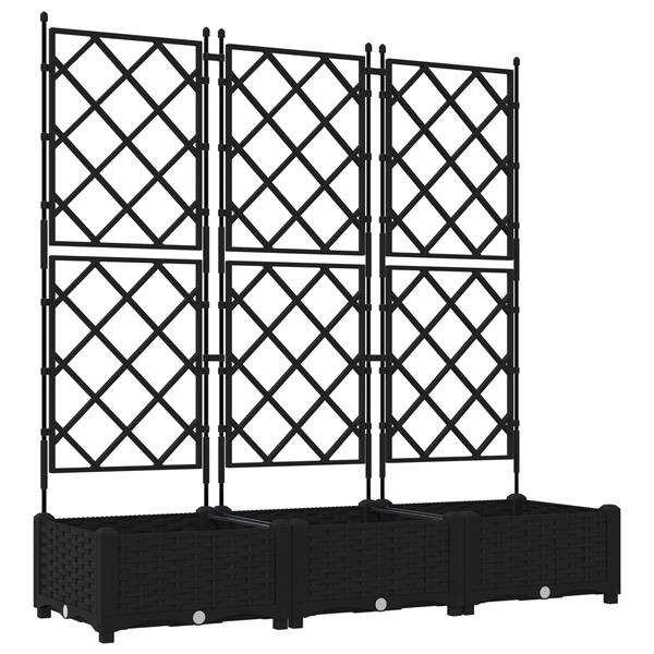 Grote foto vidaxl plantenbakken 3 st met latwerk 120x40x125 5 cm zwart tuin en terras overige tuin en terras