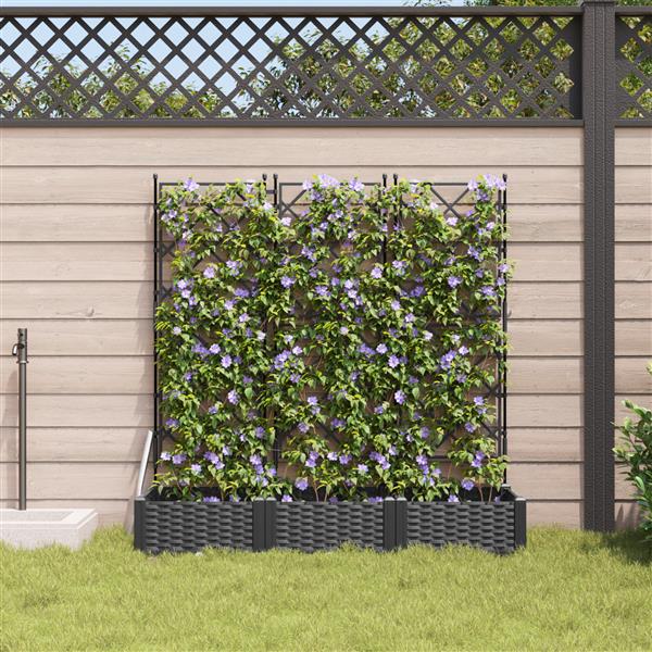 Grote foto vidaxl plantenbakken 3 st met latwerk 120x40x125 5 cm zwart tuin en terras overige tuin en terras
