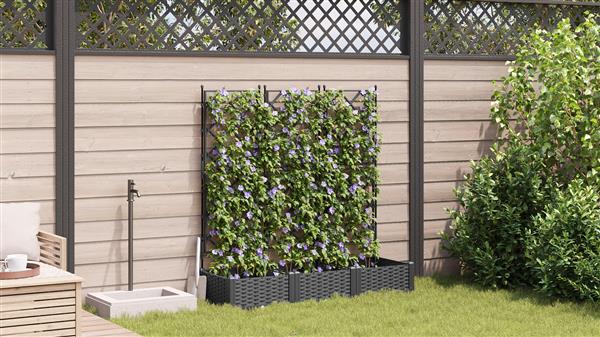 Grote foto vidaxl plantenbakken 3 st met latwerk 120x40x125 5 cm zwart tuin en terras overige tuin en terras