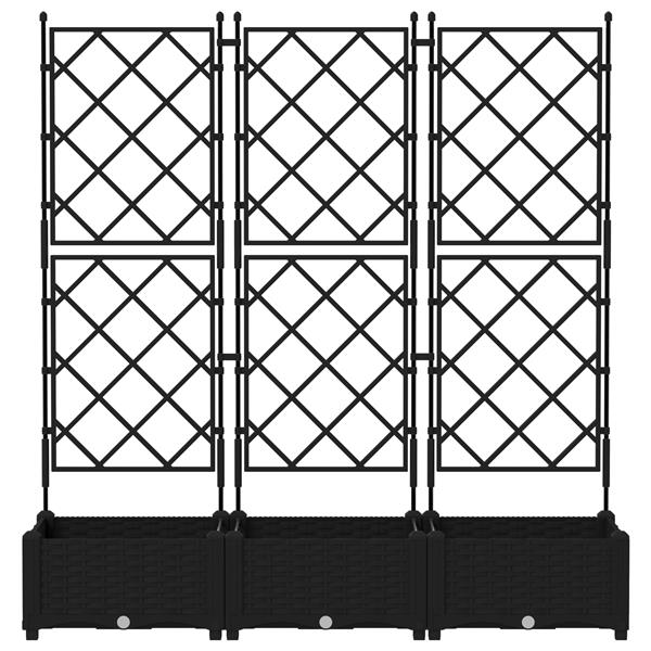 Grote foto vidaxl plantenbakken 3 st met latwerk 120x40x125 5 cm zwart tuin en terras overige tuin en terras