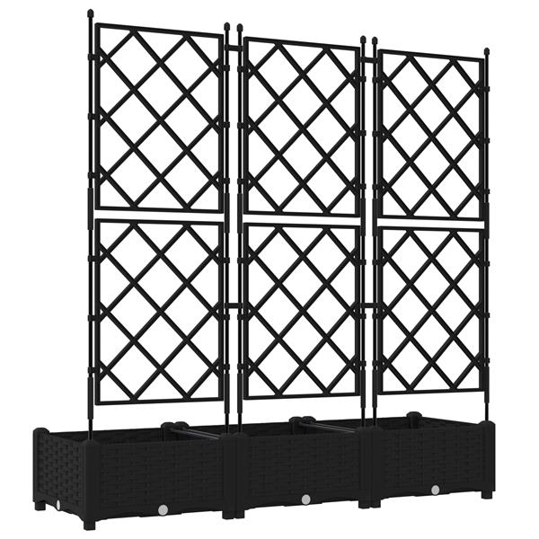 Grote foto vidaxl plantenbakken 3 st met latwerk 120x40x125 5 cm zwart tuin en terras overige tuin en terras