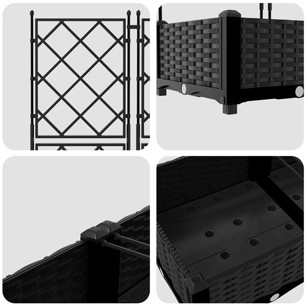 Grote foto vidaxl plantenbakken 3 st met latwerk 120x40x125 5 cm zwart tuin en terras overige tuin en terras