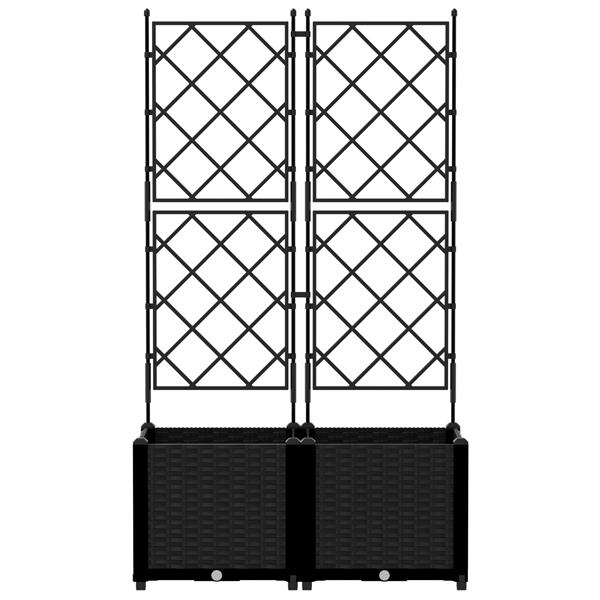 Grote foto vidaxl plantenbakken 2 st met latwerk 80x40x143 cm zwart tuin en terras overige tuin en terras