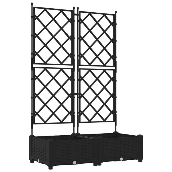 Grote foto vidaxl plantenbakken 2 st met latwerk 80x40x125 5 cm zwart tuin en terras overige tuin en terras