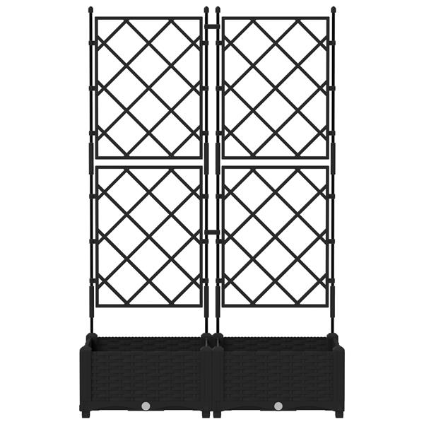 Grote foto vidaxl plantenbakken 2 st met latwerk 80x40x125 5 cm zwart tuin en terras overige tuin en terras