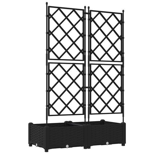 Grote foto vidaxl plantenbakken 2 st met latwerk 80x40x125 5 cm zwart tuin en terras overige tuin en terras