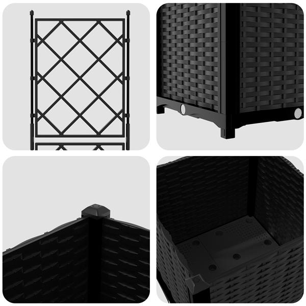 Grote foto vidaxl plantenbak met latwerk 40x40x143 cm zwart tuin en terras overige tuin en terras