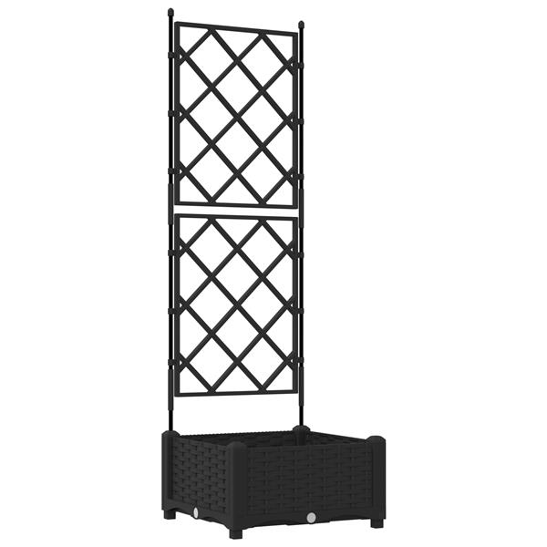 Grote foto vidaxl plantenbak met latwerk 40x40x125 5 cm zwart tuin en terras overige tuin en terras