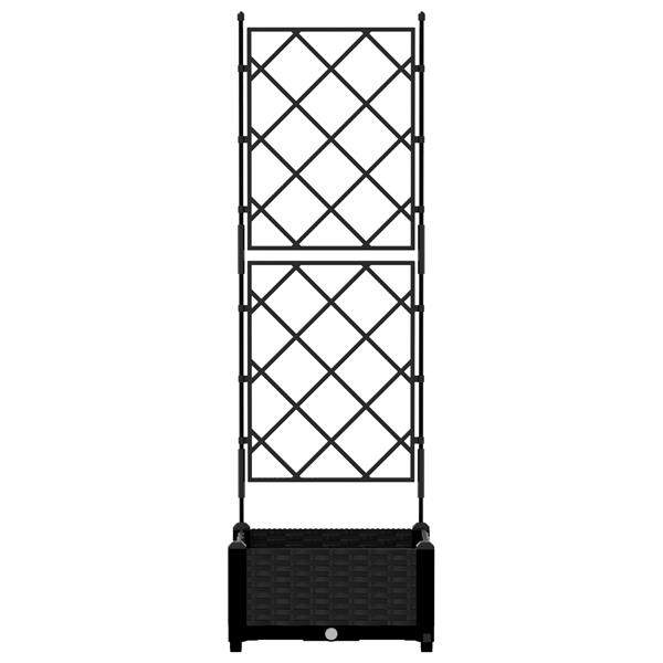 Grote foto vidaxl plantenbak met latwerk 40x40x125 5 cm zwart tuin en terras overige tuin en terras