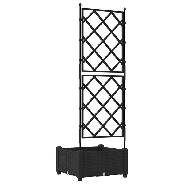Grote foto vidaxl plantenbak met latwerk 40x40x125 5 cm zwart tuin en terras overige tuin en terras