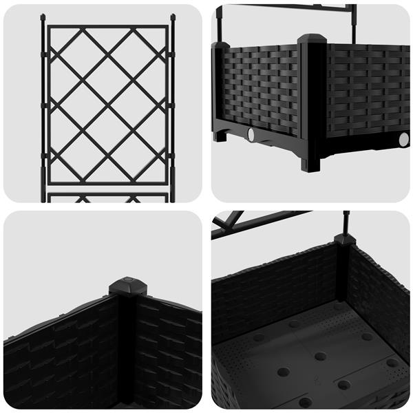 Grote foto vidaxl plantenbak met latwerk 40x40x125 5 cm zwart tuin en terras overige tuin en terras