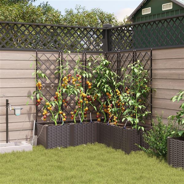 Grote foto vidaxl plantenbakken 5 st met waterirrigatiesysteem bruin tuin en terras overige tuin en terras