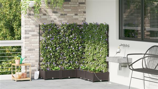 Grote foto vidaxl plantenbakken 5 st met waterirrigatiesysteem bruin tuin en terras overige tuin en terras